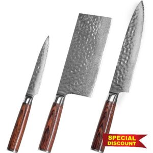 3-PC Damascus Kitchen Knife Set (Chef's Knife