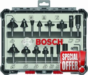 Bosch Professional 15 pcs. Mixed Router Bit Set (for Wood