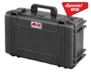 Max MAX505CAM IP67 Rated Waterproof Durable Watertight Equipment Photography with Hard Carry Plastic Case/Padded Dividers/Flight Case/Tool Box