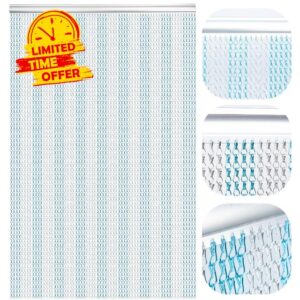 LYMMIYTC Premium Chain Curtain Door Screens 90cm x 200cm Blue-Sliver Aluminium Chain Curtain for Indoor & Outdoor Decoration