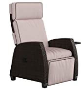 Grand patio Recliner with Resin Wicker, Adjustable Lounge Chair with Side Table and Cushion, Easy...