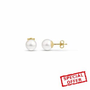 Amberta Allure Women 9 Ct Yellow Gold Cultured Pearl Stud Earrings