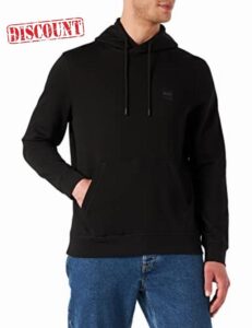 BOSS Mens Wetalk Logo-Patch Hooded Sweatshirt in Cotton Terry