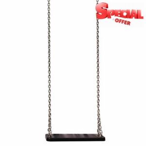 Garden Games Heavy Duty Reinforced Black Rubber Playground Swing Seat With Steel Chains