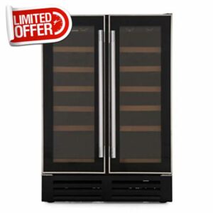 Hoover HWCB60DUK Built Under Wine Cooler - Black Glass / Steel - D Rated