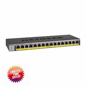 NETGEAR PoE Switch 16 Port Gigabit Ethernet Unmanaged Network Switch (GS116LP) - with 16 x PoE+ @ 76 W Upgradeable