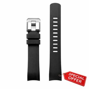 CRAFTER BLUE RX01 Curved End Watch Band Rubber Strap Replacement for ROLEX SUBMARINER CERAMIC