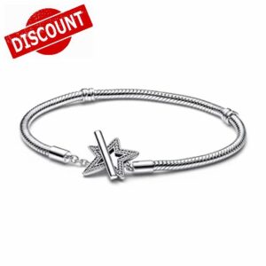 Pandora Moments Asymmetrischer Stern T-Verschluss Schlangen-Gliederarmband