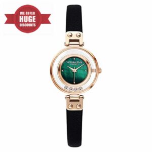 VICTORIA HYDE Women Watches Small Dial Analog Quartz Wrist Watches with Leather Strap Crystal Spark Series