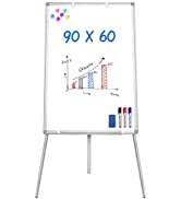 Mobile Whiteboard – 90 x 60 cm Portable Magnetic Dry Erase Board Stand Easel White Board Dry Eras...