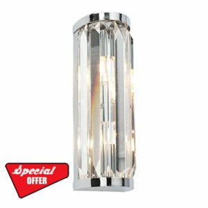 Saxby Crystal 18W Chrome Plated & Clear Crystal Glass IP44 Decorative Bathroom Wall Ligh