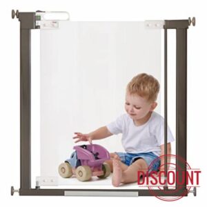 Fred Safety Pressure Fit Acrylic Clear-View Baby Safety Gate | Extendable Stair Gate Fits Wide Openings 76cm to 96cm | Award-Winning Modern Babyproofing Solutio