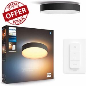 Philips Hue NEW White Ambiance Enrave Medium Smart Home Ceiling Light [Black] Works with Alexa