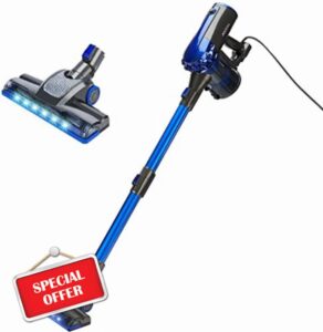 Akitas 600w Corded 3-in-1 Upright Turbo Handheld Stick Vacuum Cleaner Hoover Lightweight Compact Powered Spinning Brush Head for Hard Floor Carpet Ca