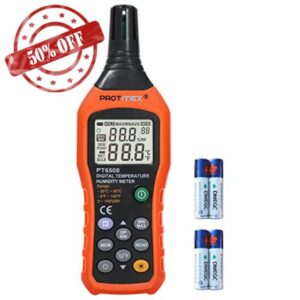 Protmex Professional Psychrometer Military Level - Handheld Temperature Humidity Meter Hygrometer Thermometer with Ambient Dew Point Wet Bulb for Indoor and Outdoor