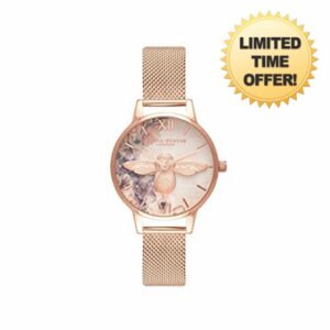 Olivia Burton Analogue Quartz Watch for Women with Rose Gold Coloured Stainless Steel Bracelet - OB16PP4