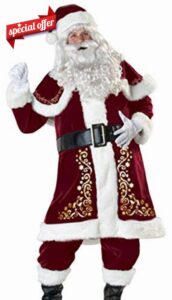EOZY 9 Pieces Mens Christmas Santa Claus Costume Outfits Suit Adults Cosplay Xmas Party Novelty Tops Pants Fancy Clothes Se