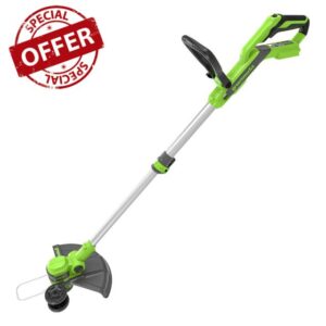 Greenworks G40LT33 Cordless Strimmer Lawn Edger With Wheel For Small To Medium Gardens