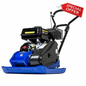 Hyundai 196cc Petrol Plate Compactor/Wacker Plate with Wheel Kit and Paving Pad with 3 Year Warranty