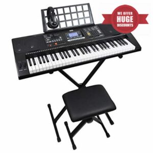 Axus AXP2PK 61 Key Beginner Touch Sensitive Electronic Keyboard Piano Package for Students with Stand