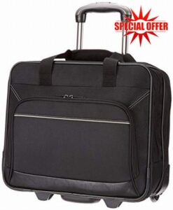 Amazon Basics Laptop bag with quick-rolling wheels and easy-access front pocket - fits Laptops up to 16 inch (40 cm)