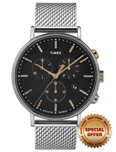 Timex Mens Chronograph Quartz Watch with Stainless Steel Strap TW2T114