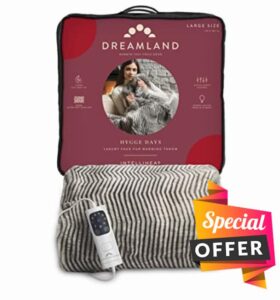 Dreamland Intelliheat Deluxe Zebra Heated Faux Fur Intelliheat+ 5 Minute Fast Heat Electric Throw