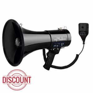 MyMealivos Megaphone with Siren Bullhorn 50 Watt Bullhorn Speaker with Detachable Microphone