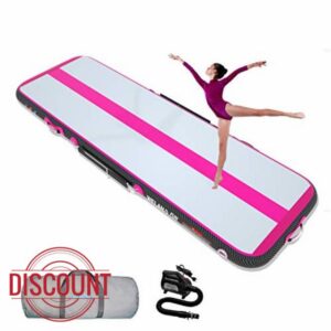 WelandFun Air Training Mats 10ft/13ft/16ft/20ft Inflatable Gymnastics Tumbling Mat 4/6/8 inchs Thickness Mats for Home Use/Gym/Yoga/Training/Cheerleading/Outdoor/Beach/Park wih Electric Air Pump