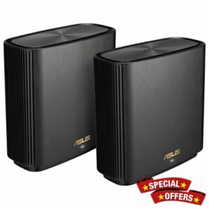 ASUS ZenWiFi XT9 WiFi 6 Mesh System - 2 Pack - Black - AX7800 Whole-Home Tri-band Mesh WiFi 6 System