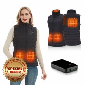 HENNCHEE Heated Vest With Battery Pack for Men and Women Lightweight Heated Gilet in Winter Warm Outdoor Camping Hiking Hunting Washable