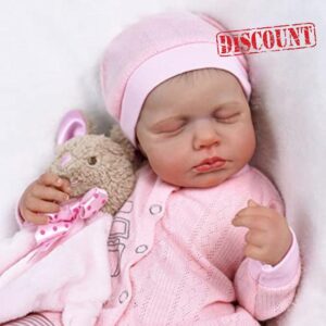 JIZHI Reborn Dolls - 17 inch Soft Body Lifelike-Newborn Baby Dolls Sleeping Girl Dolls with Clothes and Toy Accessories Gift for Kids Age 3+
