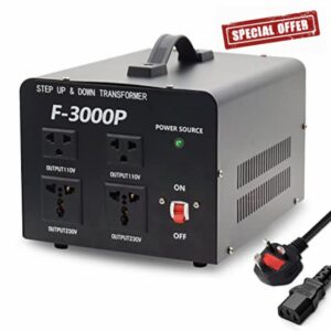 Yinleader 3000W 230V - 110V Step Up & Step Down Voltage Transformer Converter UK to US US to UK Dual 120V & 240V outlets