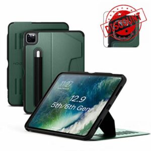 ZUGU iPad Pro 12.9 Case 2022/2021 6th & 5th Generation - Ultra Slim Protective Cover - Wireless Apple Pencil Charging - Convenient 10-angle Magnetic Stand & Auto Sleep/Wake [Pine]
