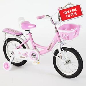 Kidisa™ CHILDREN'S GIRLS BIKE BICYCLE WITH REMOVABLE STABILISERS 12 14 16 INCH UK