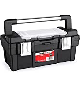 MAXPOWER 16-inch Toolbox, Plastic Tool Box Tool Chest Storage Case Organizer with Removable Tray ...