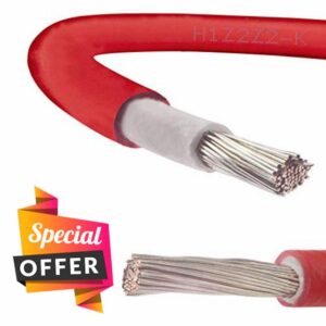 Solar Panel PV Cable DC Rated Black & Red 4mm² 6mm² 10mm² - 1800V Double Insulated Quality Wire by BMF DIRECT® (50 Metres