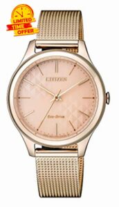 Citizen Women Analogue Eco-Drive Watch with Stainless Steel Mesh Band