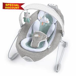 Ingenuity Pemberton 2 Step Automatic Baby Rocker Seat Belt Air Permeable Material and 2 Plush Toys