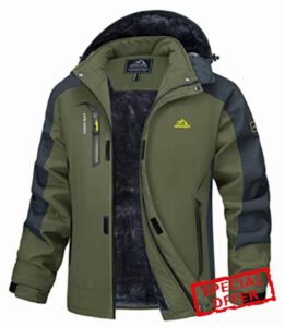 MAGCOMSEN Men's Outdoor Fleece Jacket Winter Waterproof Warm Ski Mountain Jackets with Hood