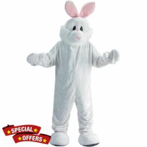 Dress Up America Easter Bunny Mascot - White Rabbit Costume - Plush Bunny Rabbit for Adults and Teens