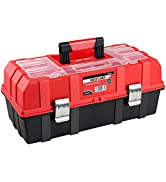 MAXPOWER 16-inch Toolbox, Plastic Tool Box Tool Chest Storage Case Organizer with Removable Tray ...