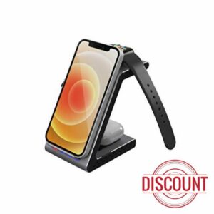 Prestigio Revolt A8 3 in 1 Wireless Charger Compatible with Apple iPhone 8/10 / 12 / Pro/Max - Apple Watch Wireless Charging Stand Dock for iPhone