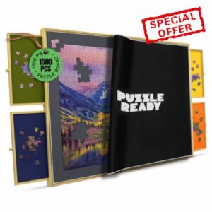 Jigsaw Board with Colourful Drawers & Cover Mat - 40.5” X 27” Wooden Puzzle Board for 1500 Pieces Jigsaw Puzzle - Portable Jigsaw organiser for Adults & Children by Puzzle Ready