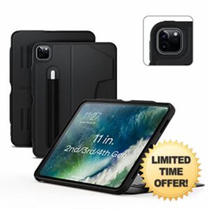 ZUGU iPad Pro 11 Case 2022/2021 / 2020 4th & 3rd & 2nd Generation - Ultra Slim Protective Cover - Wireless Apple Pencil Charging - Convenient 8-angle Magnetic Stand & Auto Sleep/Wake [Black]