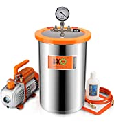 BACOENG 12 Liters Vacuum Chamber Kit with 3 CFM Single Stage Vacuum Pump, 3 Pin UK Plug