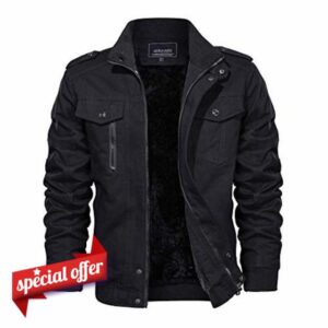 EKLENTSON Mens Fleece Lined Jackets Casual Winter Cargo Military Cotton Coat Thicken Outdoor Hiking Mountain Windbreaker Jacket with Multi Pocke