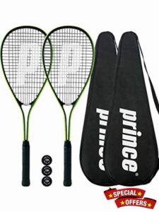 2 x Prince Power Ti Squash Rackets + Covers + 3 Squash Balls (Various Options)