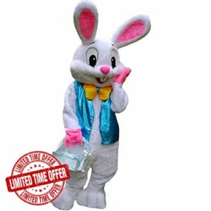 MatGui Easter Rabbit Mascot Costume Unisex Deluxe Bunny Costume Party Adult Size Fancy Dress