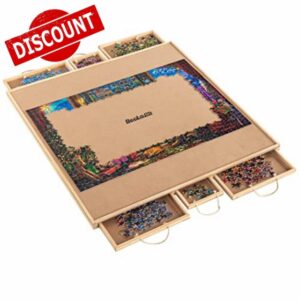 Becko US Rotating Puzzle Board with 6 Drawers Square Puzzle Table with Lazy Susan Rotatable Design